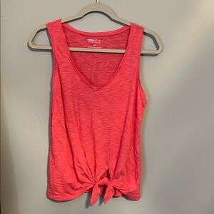 Express Pink Sleeveless Tie-Front Tank Top